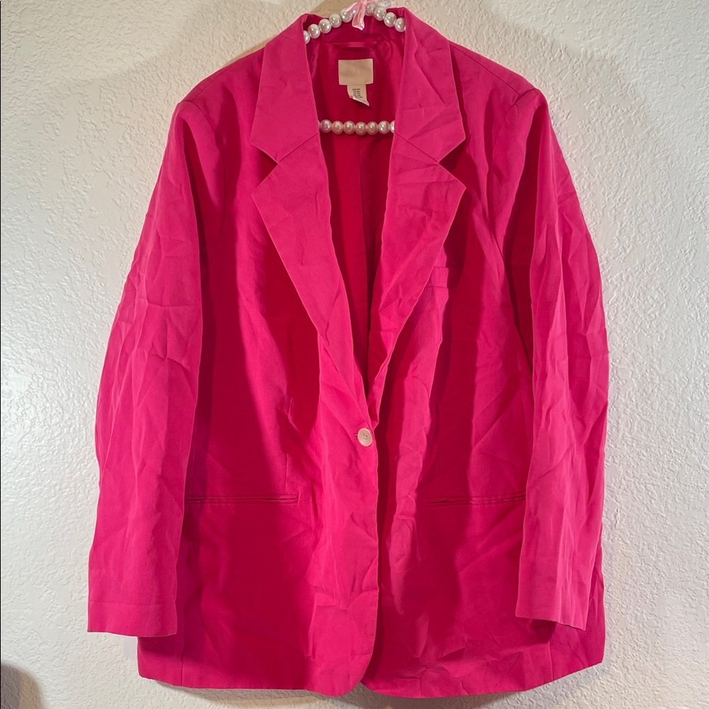 H&M Hot Pink Long Sleeve Blazer Size XXL